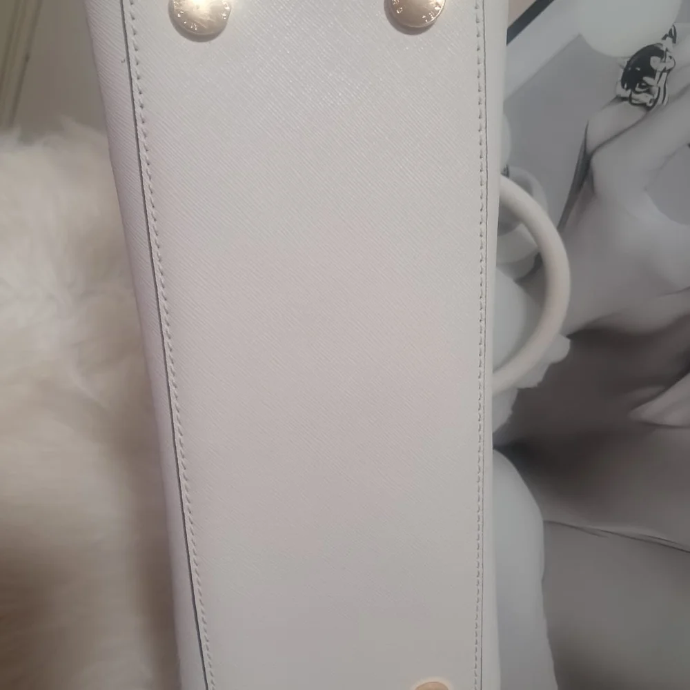 Like New Michael Kors White Geometric Studded Satchel